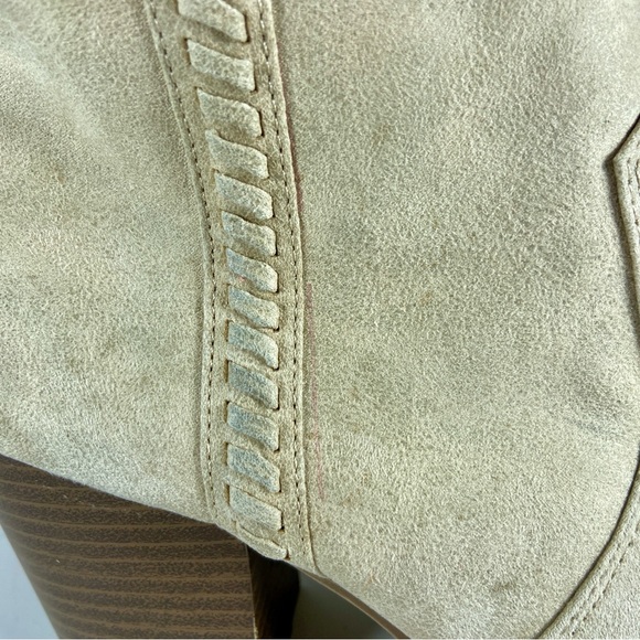 Tan suede western cowboy ankle booties festival rodeo cowgirl boots champagne - Picture 9 of 12